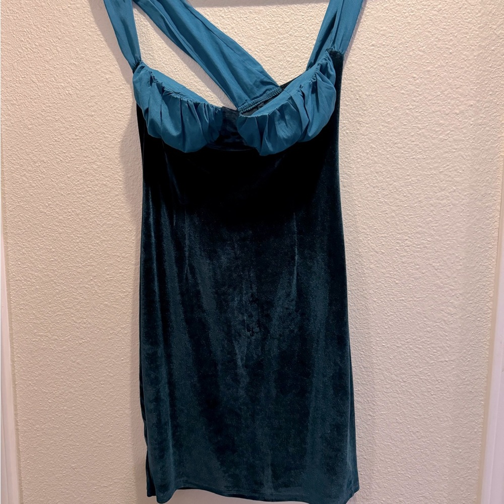 Green Velvet Mini Dress